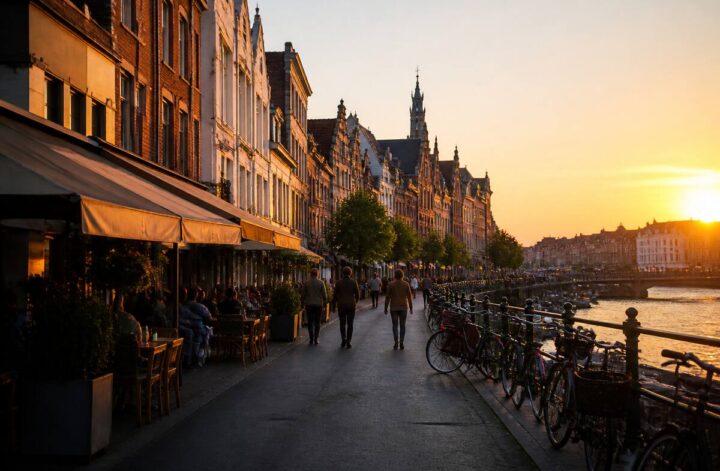 Stedentrip in Europa met verlichte terrassen en een ontspannen sfeer